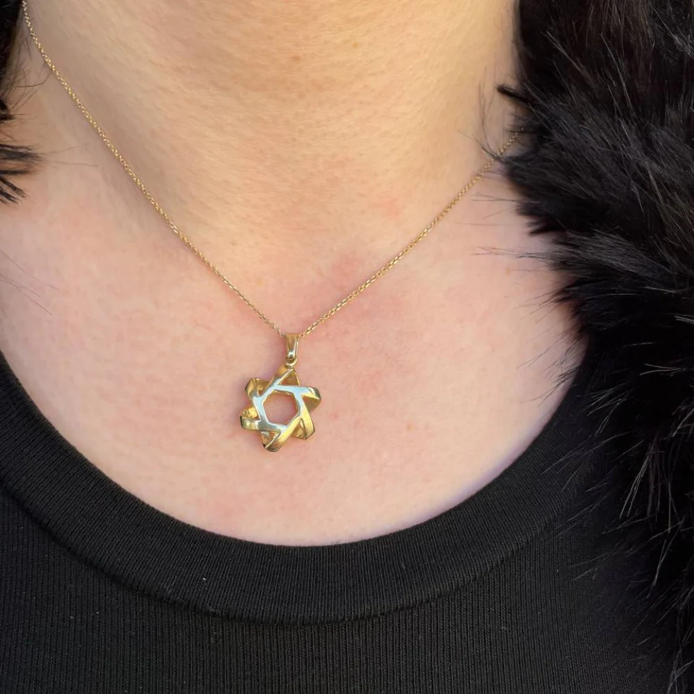 Pinwheel Star of David Pendant in 14k Gold - Image 6