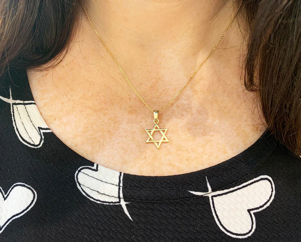 14k Yellow Gold Woven Star of David Pendant - Image 6