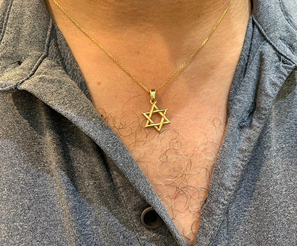 14k Yellow Gold Woven Star of David Pendant - Image 7