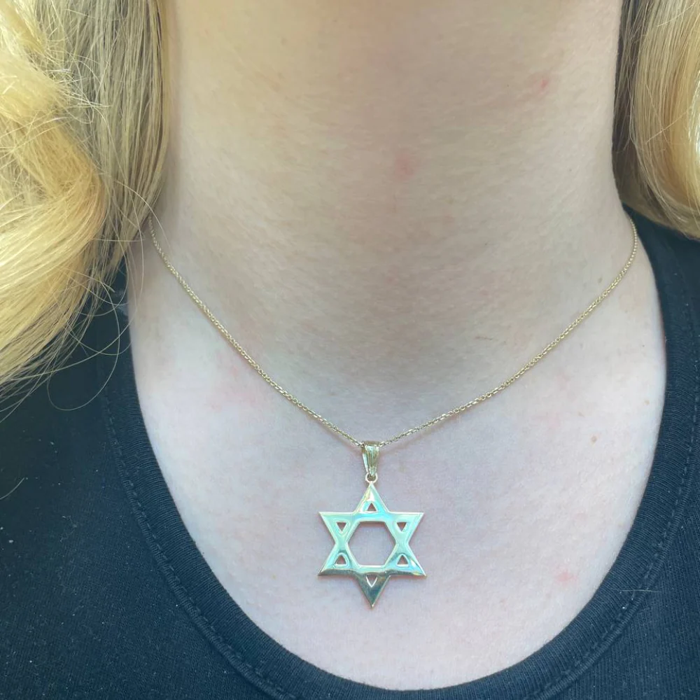 14k Gold Classic Flat Star of David Pendant - Image 3