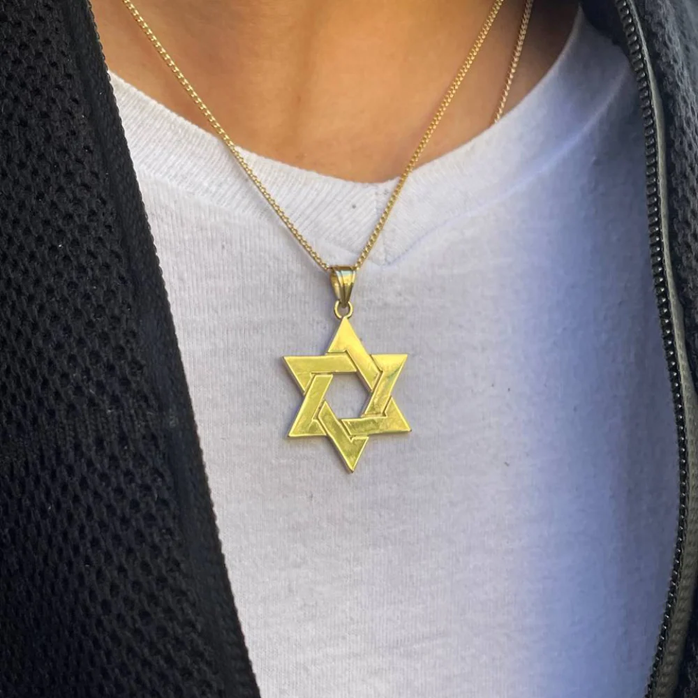 14k Gold Interwoven Star of David Pendant - Image 3