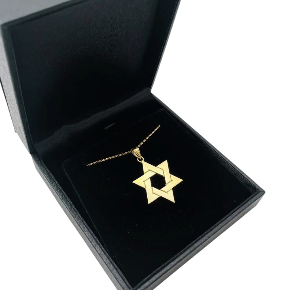 14k Gold Interwoven Star of David Pendant - Image 4