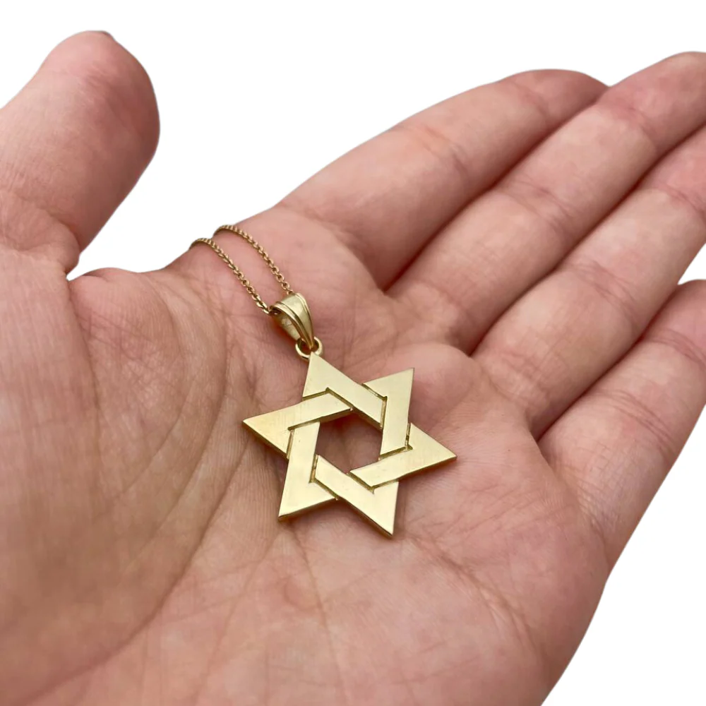 14k Gold Interwoven Star of David Pendant - Image 5