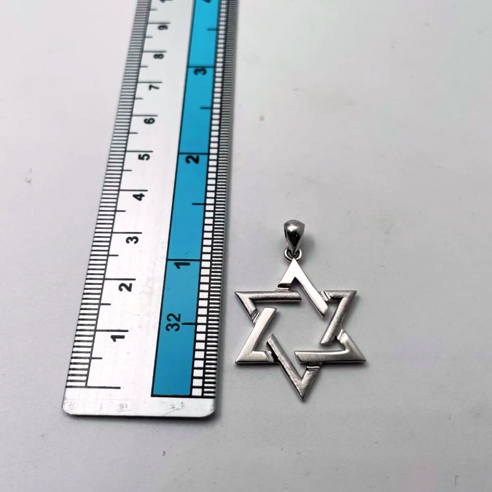 14k Gold Star of David Pendant with a Cutout Design - Image 11
