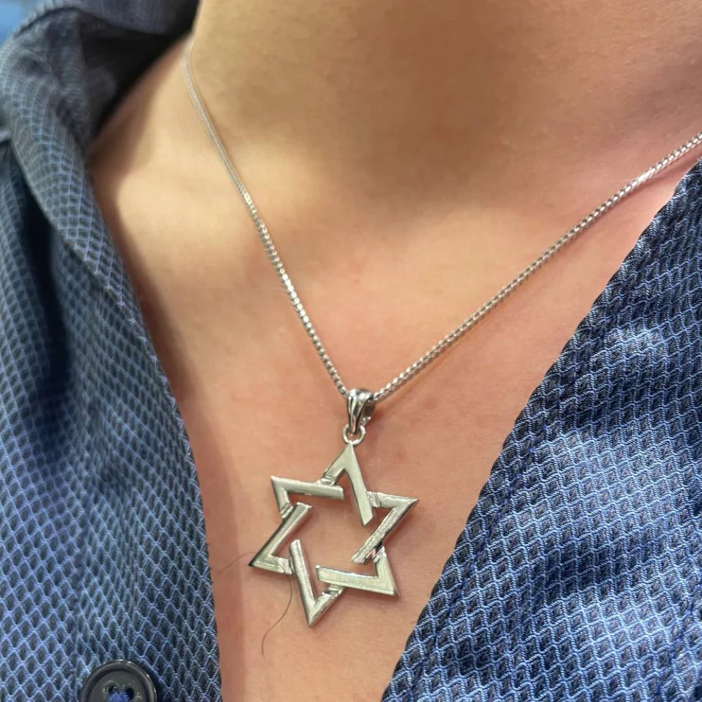 14k Gold Star of David Pendant with a Cutout Design - Image 12