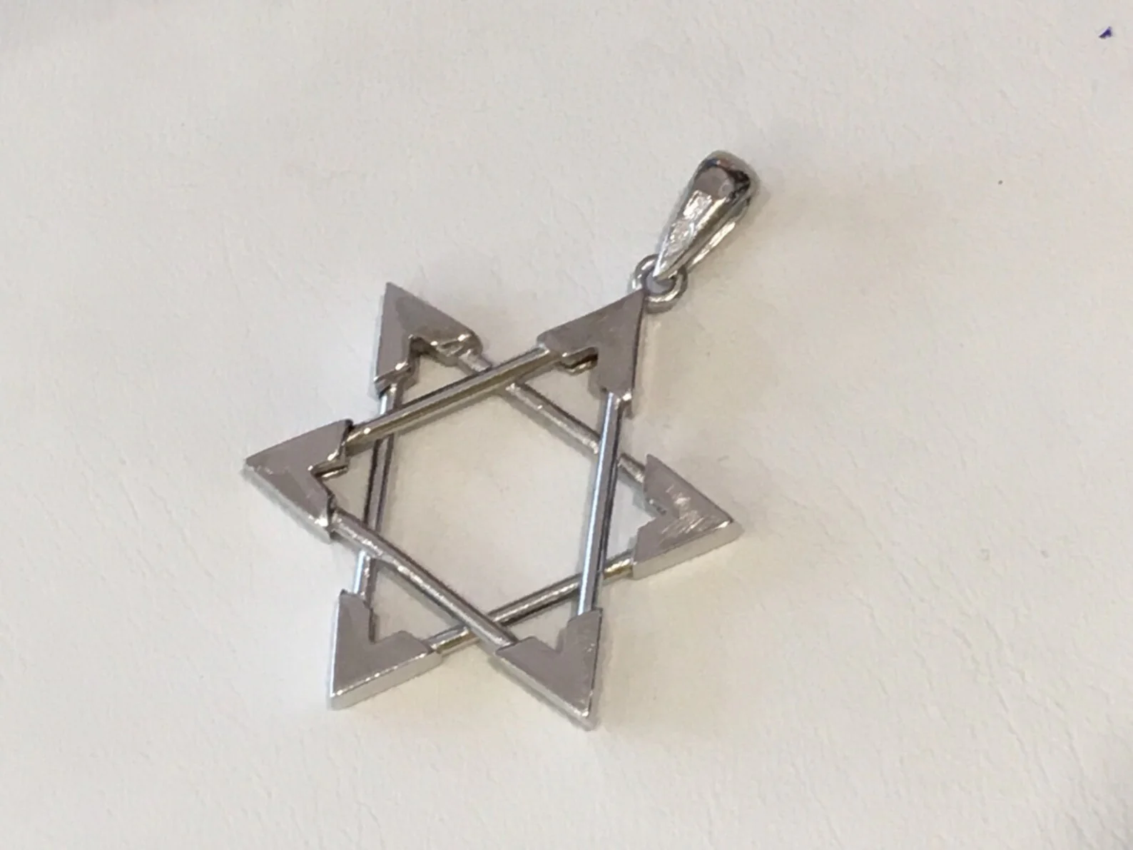 14k White Gold Framed Star of David Pendant - Image 2