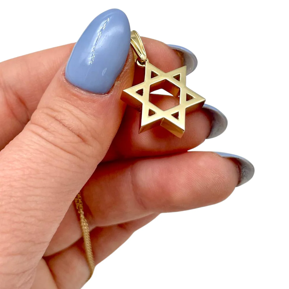 14k Gold Heavyweight Small Star of David Pendant - Image 2
