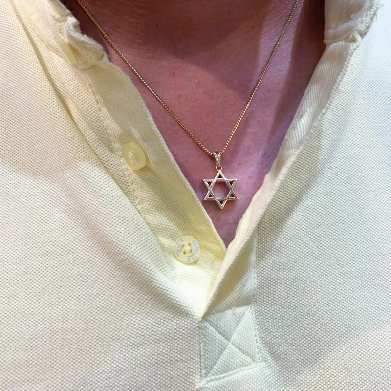 14k Gold Heavyweight Small Star of David Pendant - Image 4