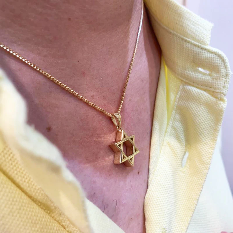14k Gold Heavyweight Small Star of David Pendant - Image 5