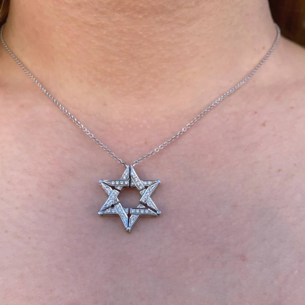 14k Gold Diamond Expandable Star of David Butterfly Necklace - Image 6