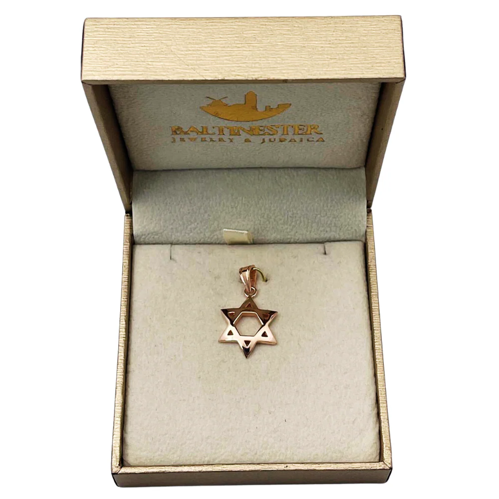 Domed 14k Gold Star of David Pendant in a Shiny Finish - Image 3