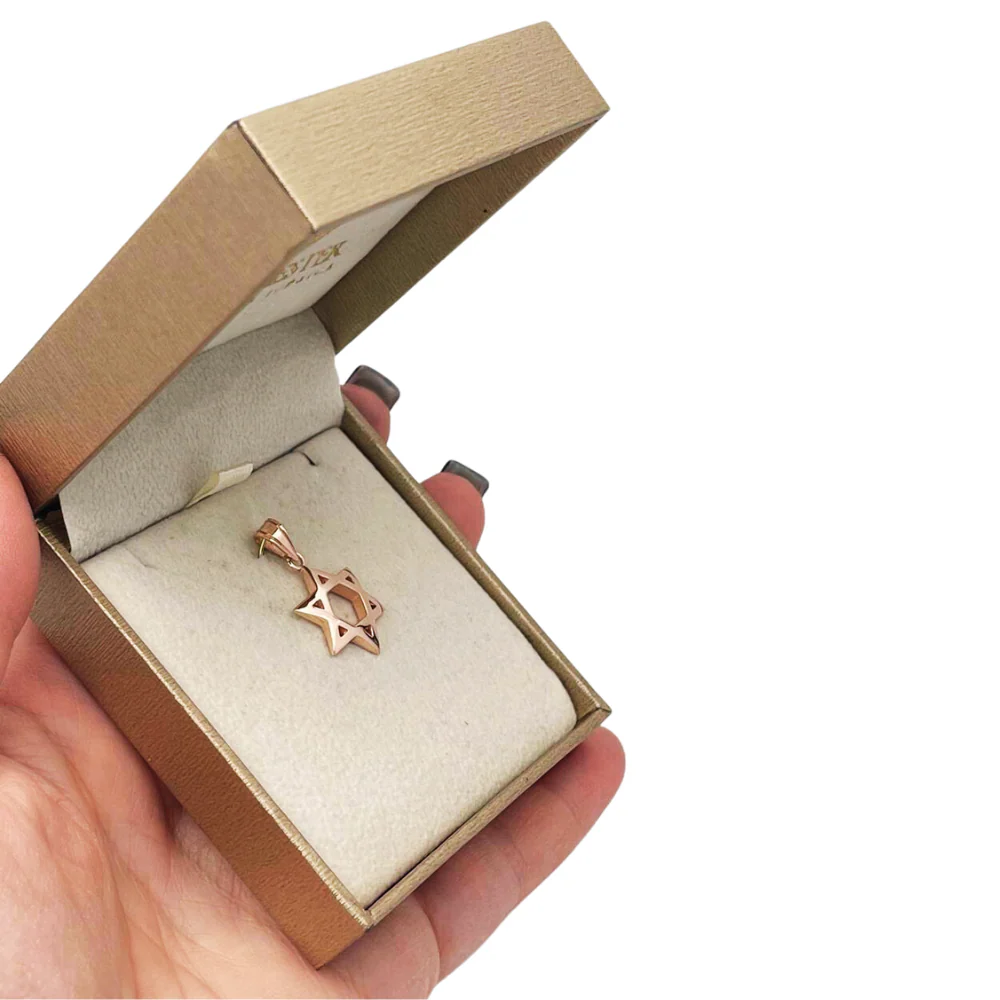 Domed 14k Gold Star of David Pendant in a Shiny Finish - Image 4