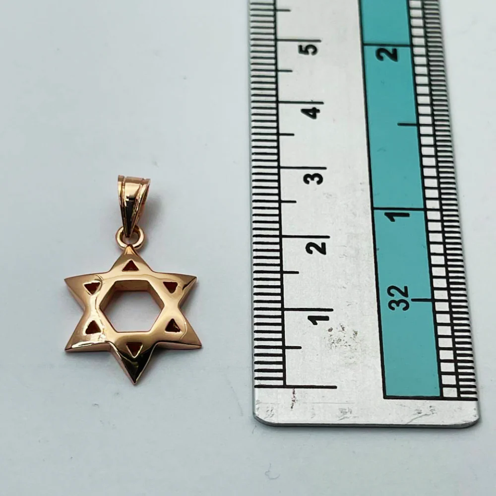 Domed 14k Gold Star of David Pendant in a Shiny Finish - Image 5