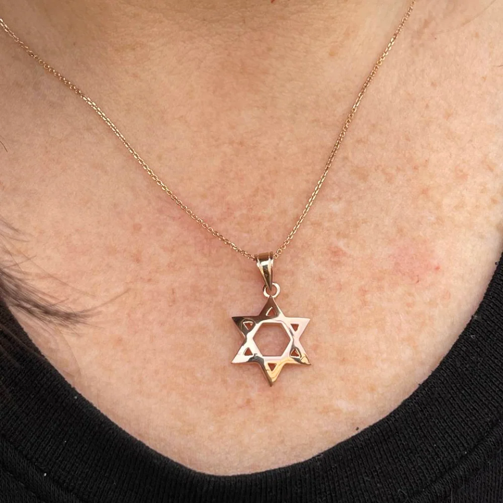Domed 14k Gold Star of David Pendant in a Shiny Finish - Image 7