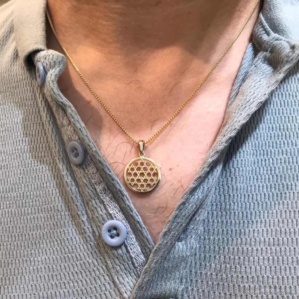 Star of David Medallion Pendant in 14K Gold - Image 3