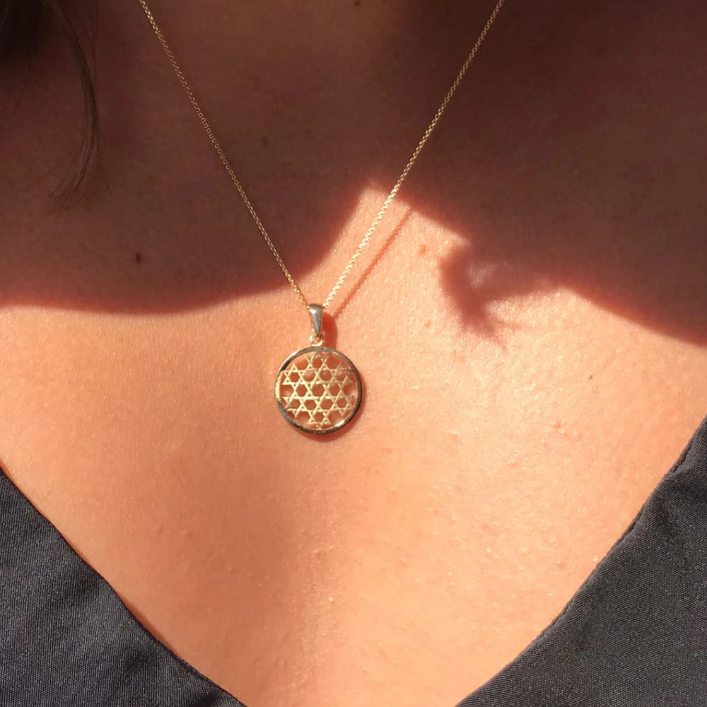 Star of David Medallion Pendant in 14K Gold - Image 5