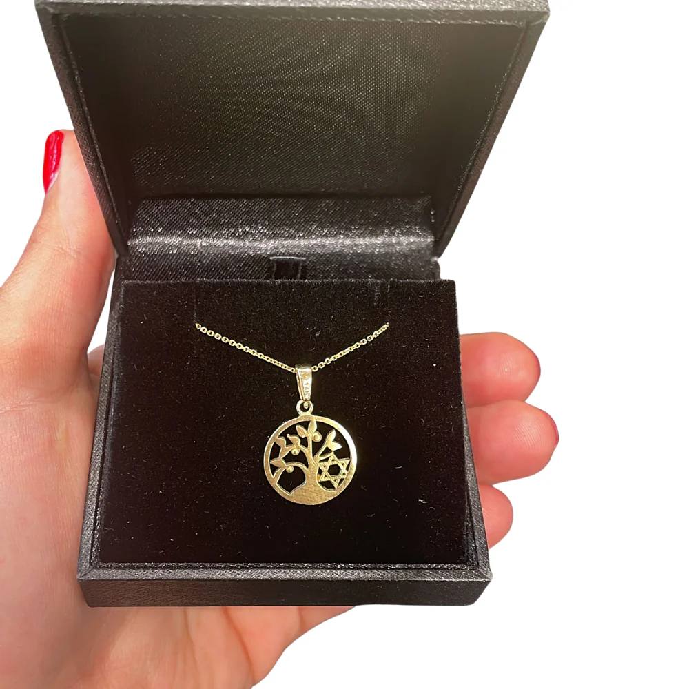 Tree of Life & Star of David Pendant in 14K Gold - Image 2