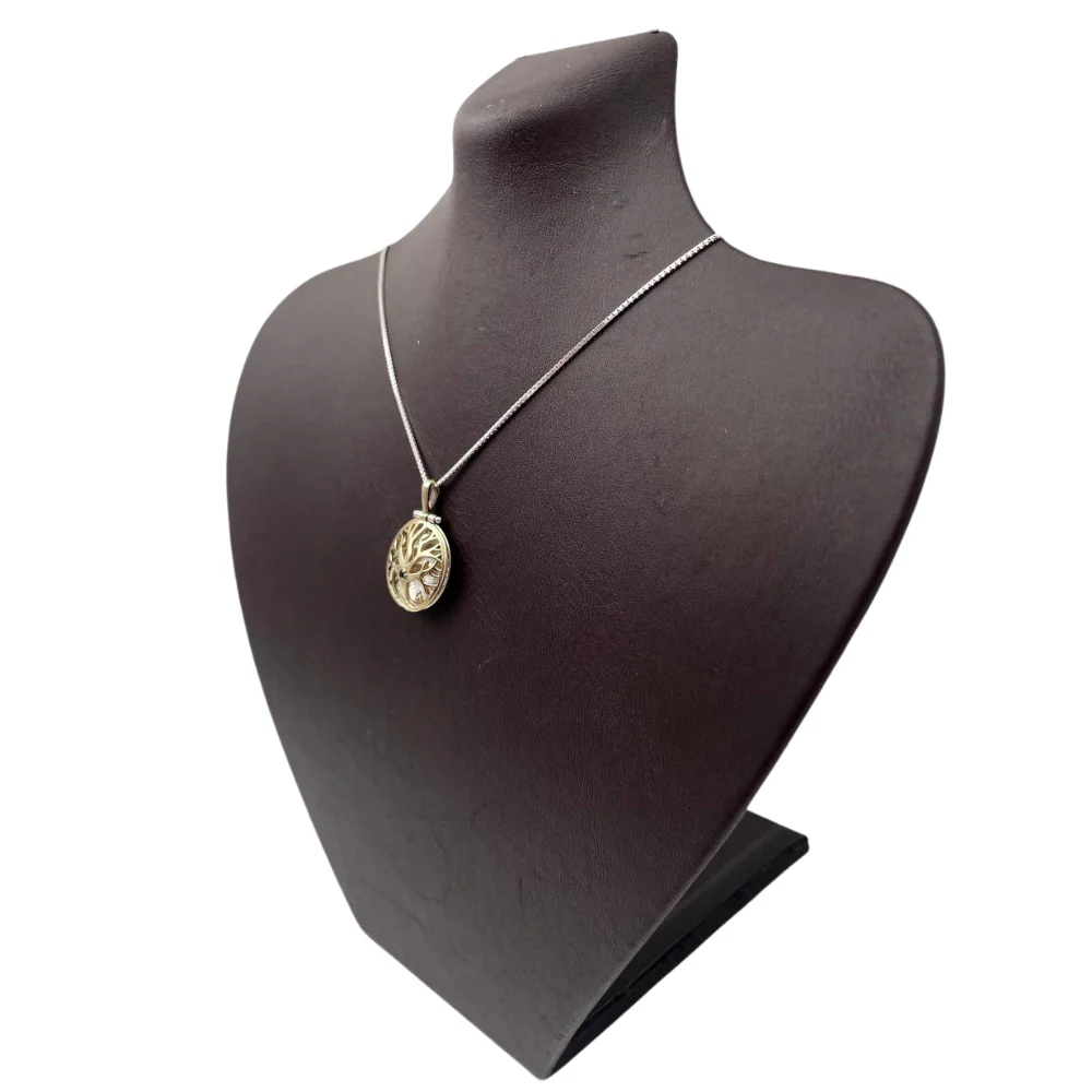 Tree of Life Necklace in Silver and Gold with Emerald - Image 7