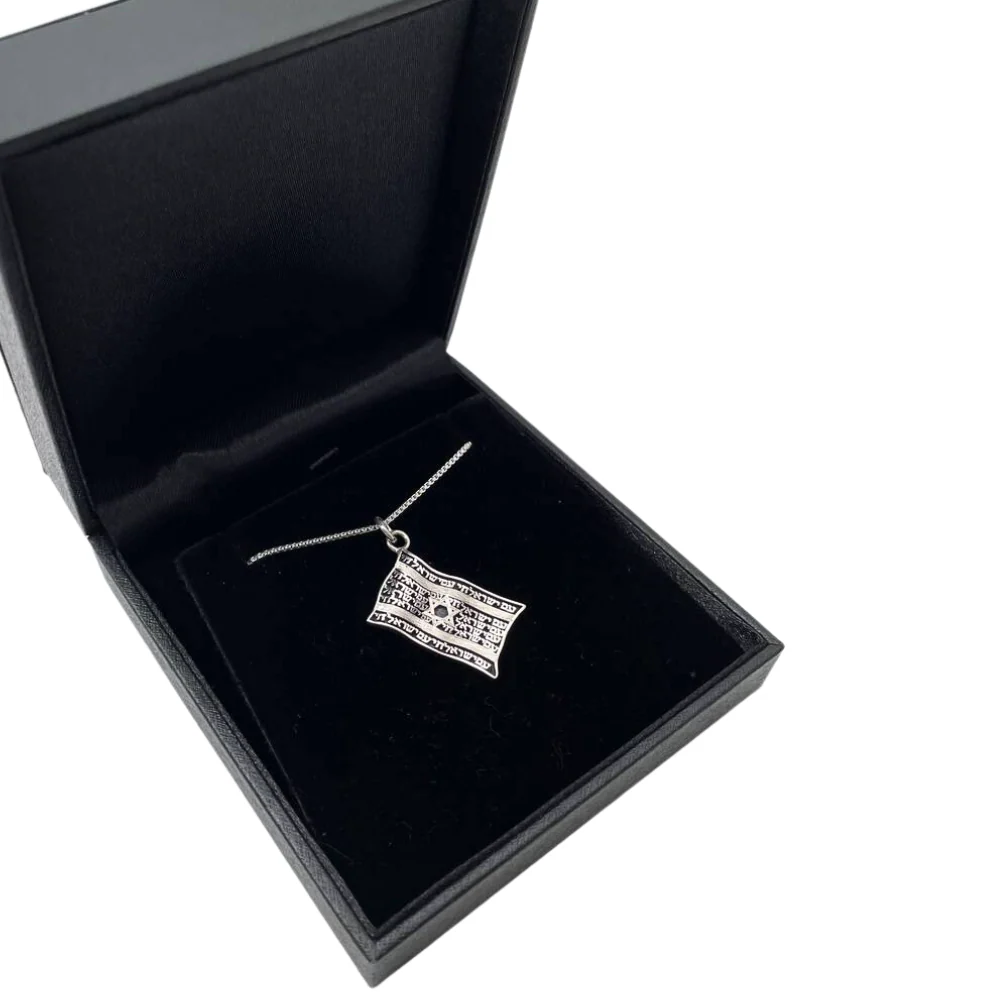 Israeli Flag Necklace with Am Israel Chai in 925 Sterling Silver - Image 5