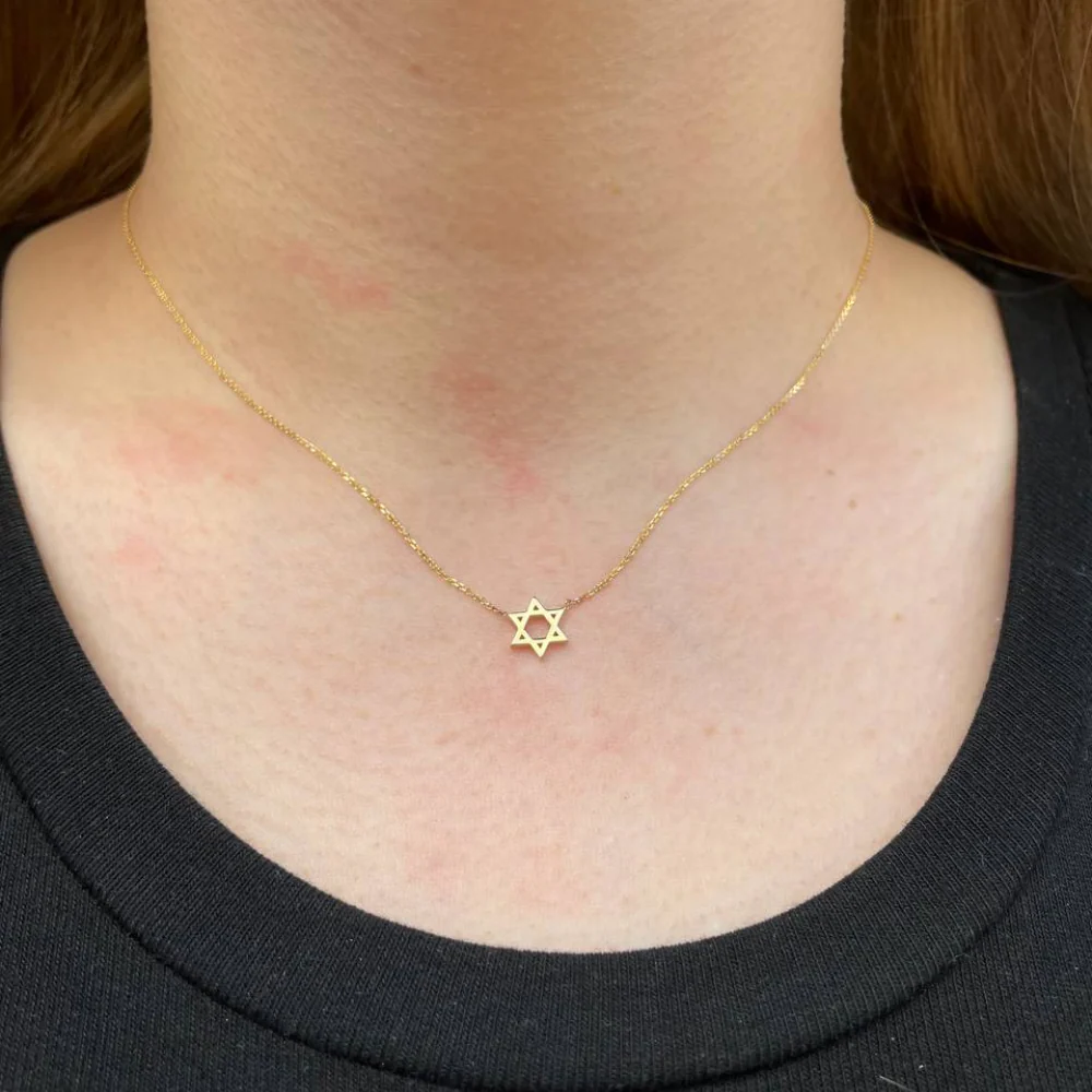 Star of David Linked Necklace in 14K Gold - Petite - Image 3