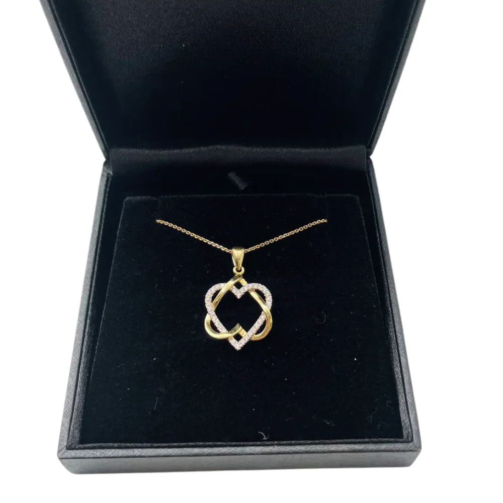 Intertwined Hearts Star of David Diamond 14K Gold Pendant - Image 4