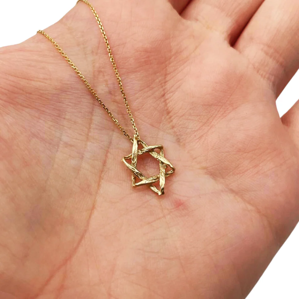 Star of David Necklace in 14K Gold Braided Style - Image 3