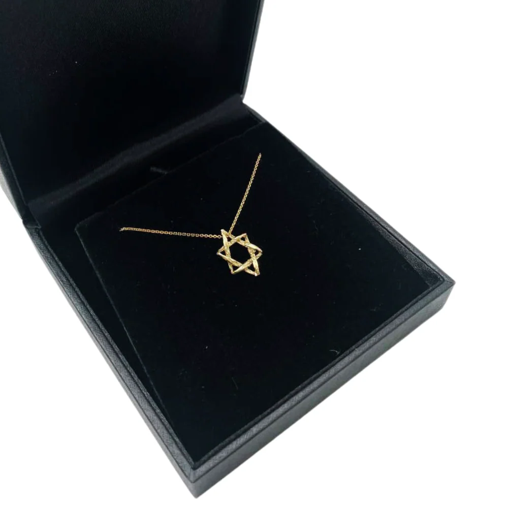 Star of David Necklace in 14K Gold Braided Style - Image 4