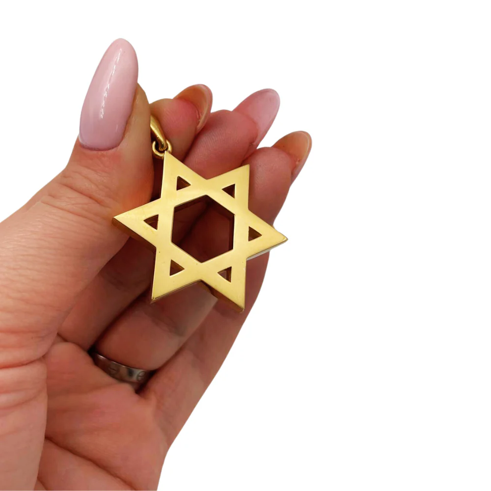 18K Gold Star of David Pendant - Large Heavyweight 35 MM - Image 3
