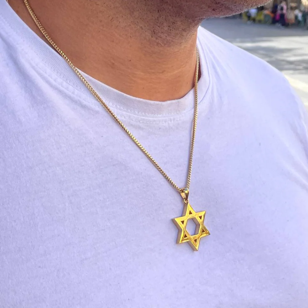 18K Gold Star of David Pendant - Large Heavyweight 35 MM - Image 5