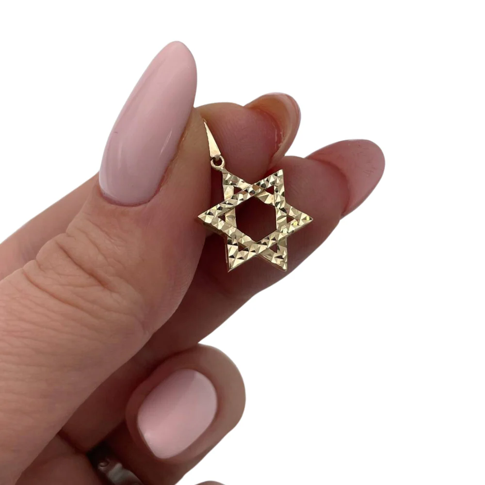 Diamond Cut Star of David Pendant in 14K Gold - Image 2