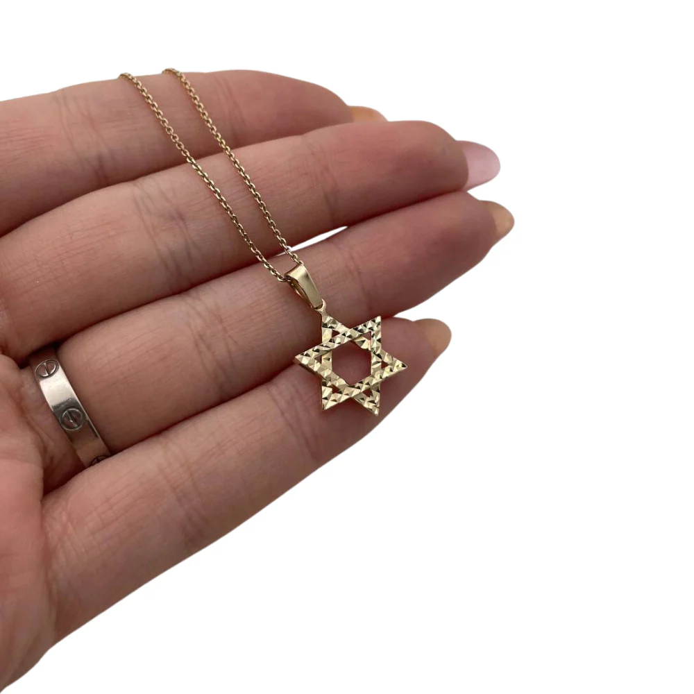Diamond Cut Star of David Pendant in 14K Gold - Image 3