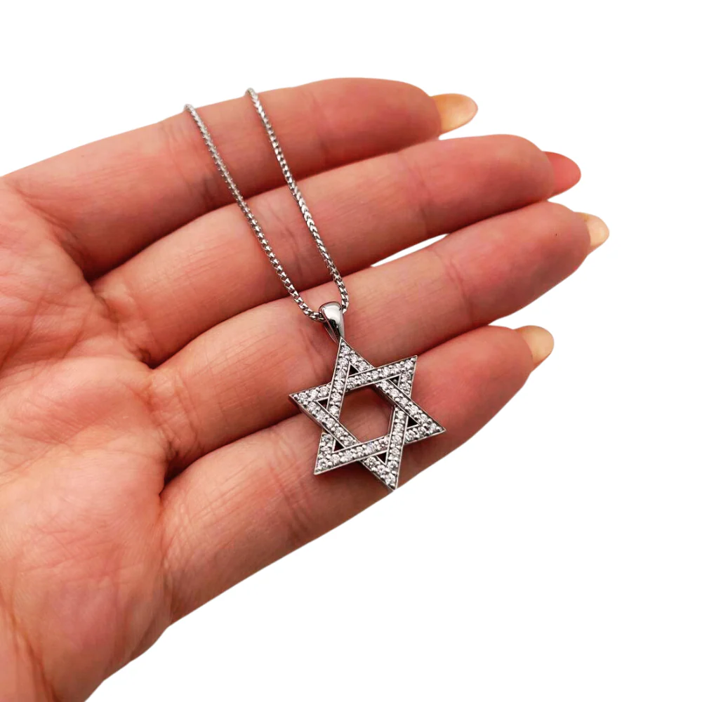 Classic Diamond Star of David Pendant in 18k White Gold - Image 2