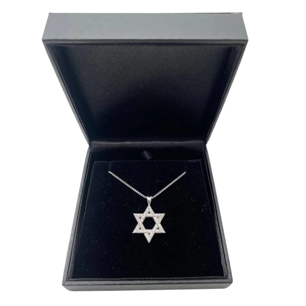 Classic Diamond Star of David Pendant in 18k White Gold - Image 8
