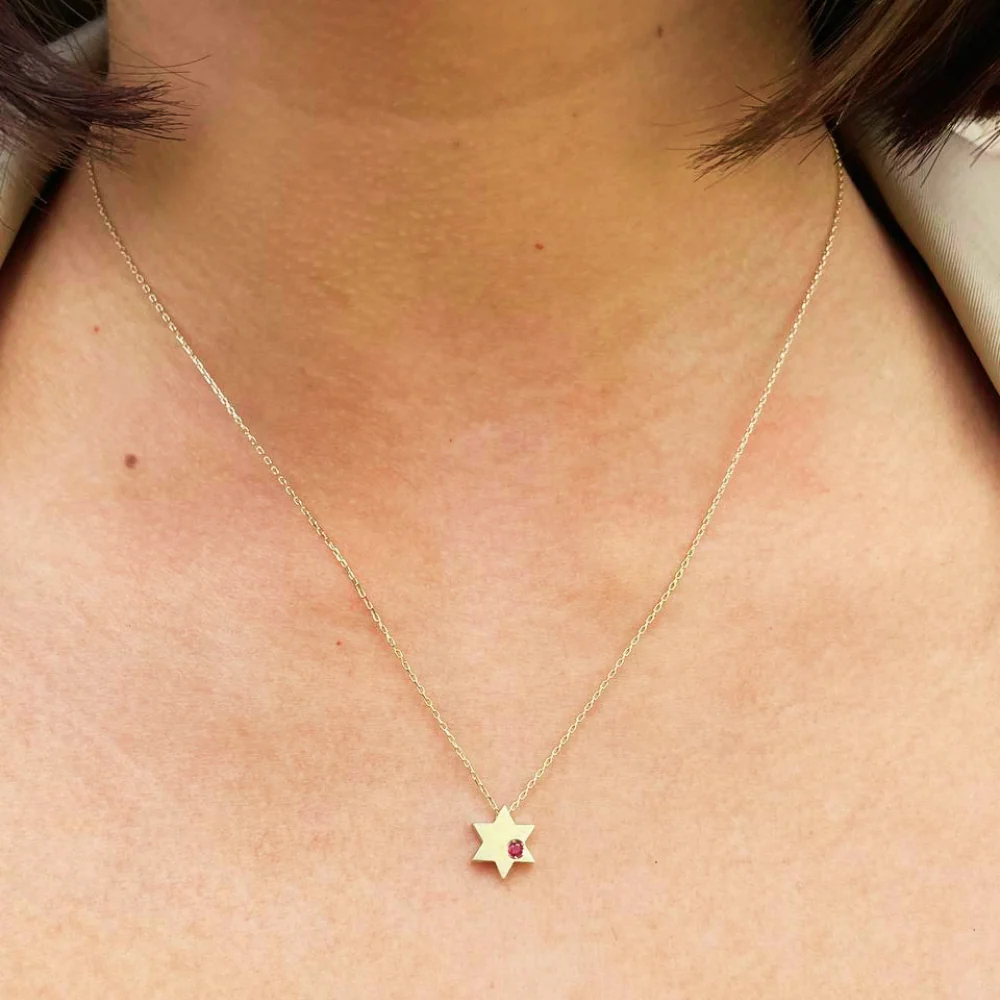 Birthstone Star of David Pendant in 14K Gold - Protection and Luck - Image 2