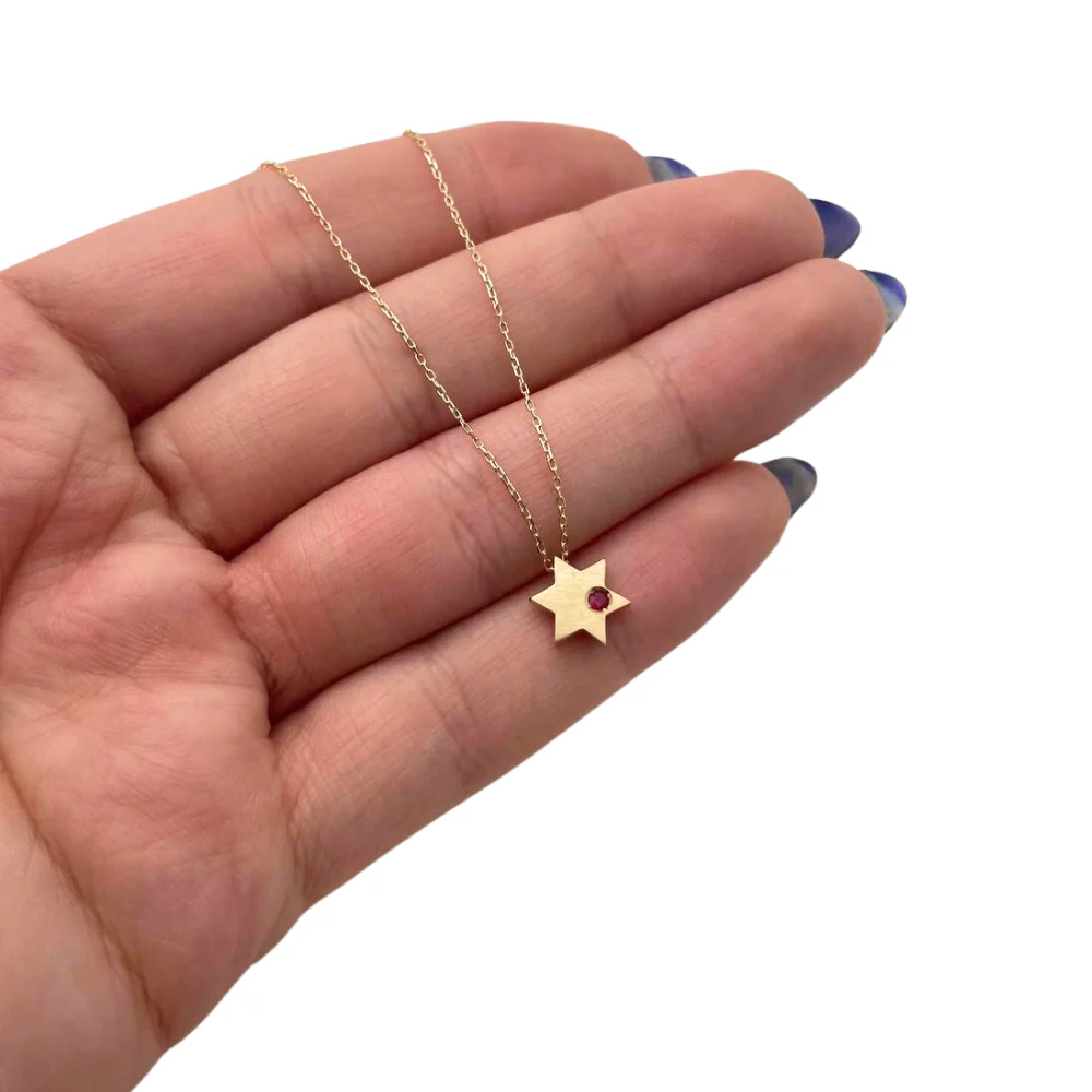 Birthstone Star of David Pendant in 14K Gold - Protection and Luck - Image 4
