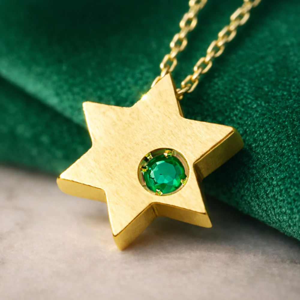 Birthstone Star of David Pendant in 14K Gold - Protection and Luck - Image 7