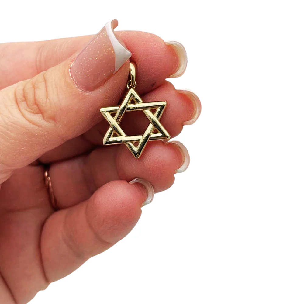 Wavy Star of David Pendant 14k Gold - Image 2