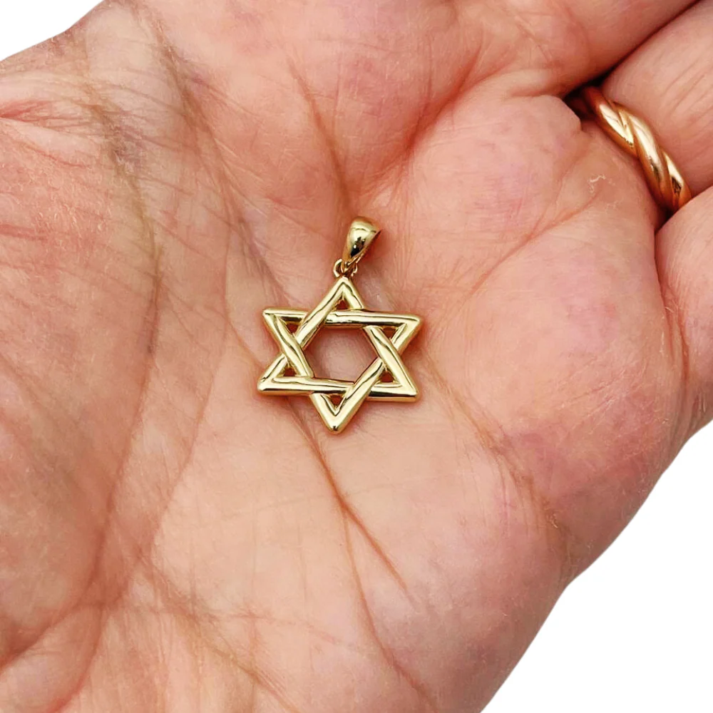Wavy Star of David Pendant 14k Gold - Image 3