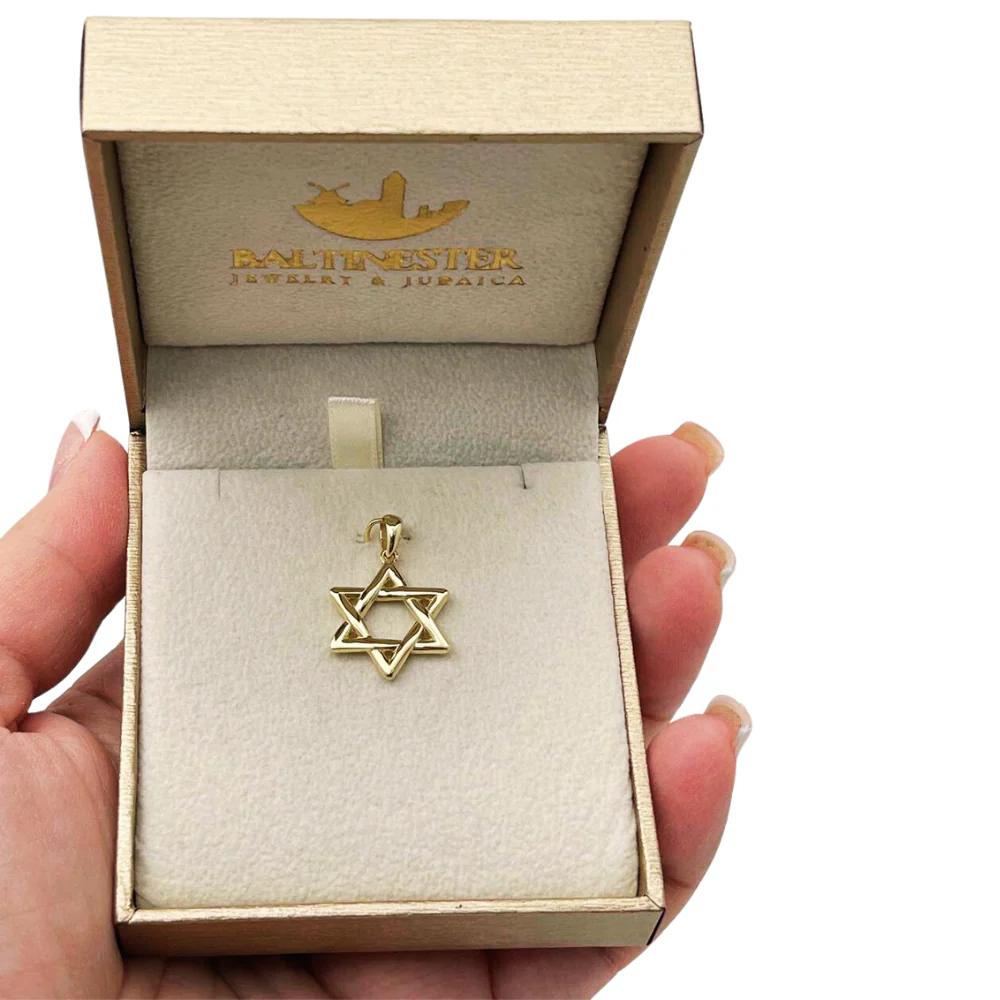 Wavy Star of David Pendant 14k Gold - Image 6