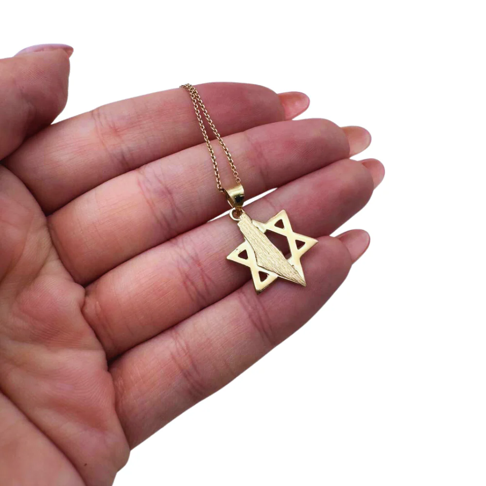 Star of David with Israel Map in 14K Gold Pendant - Image 6