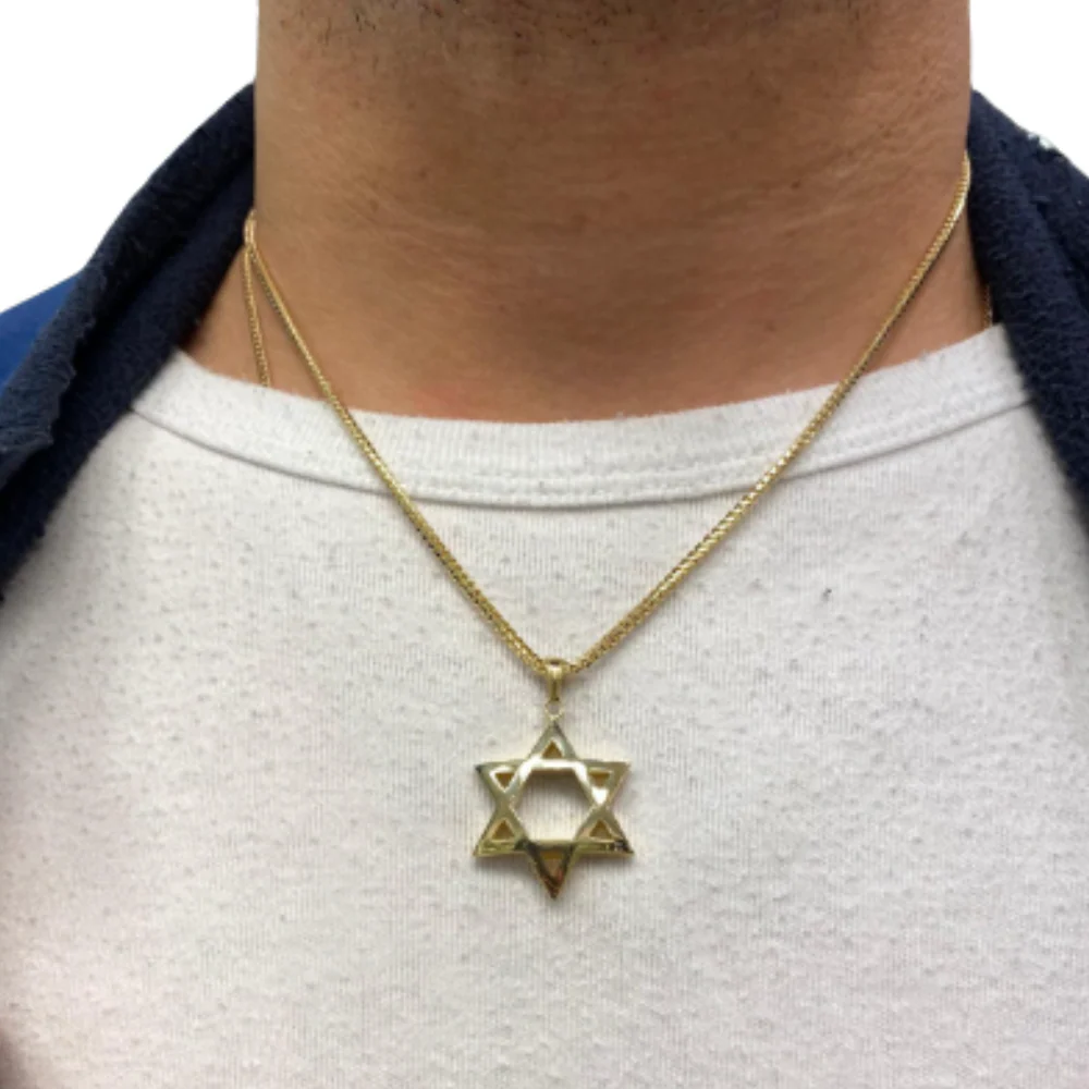Domed 14K Gold Star of David Pendant - Image 4
