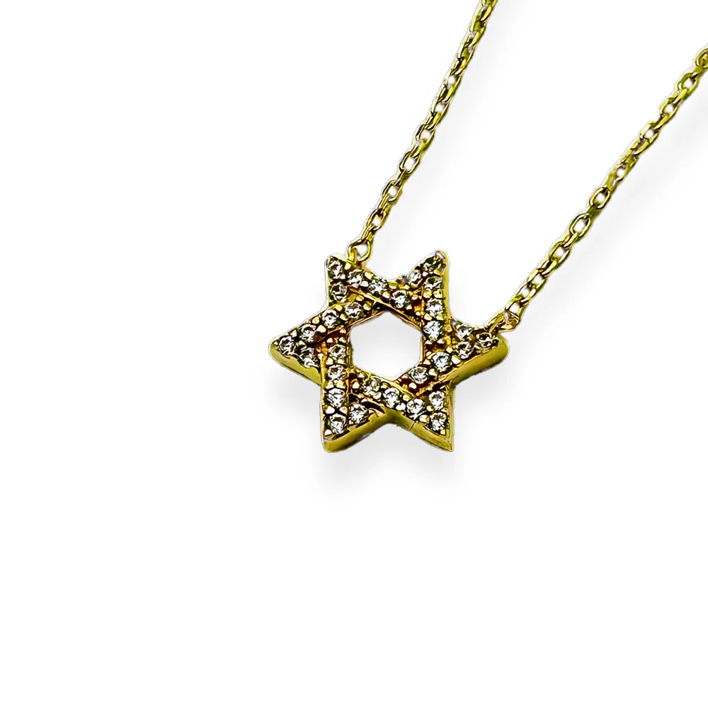 Diamond Star of David Necklace in 14K Gold - 10 mm
