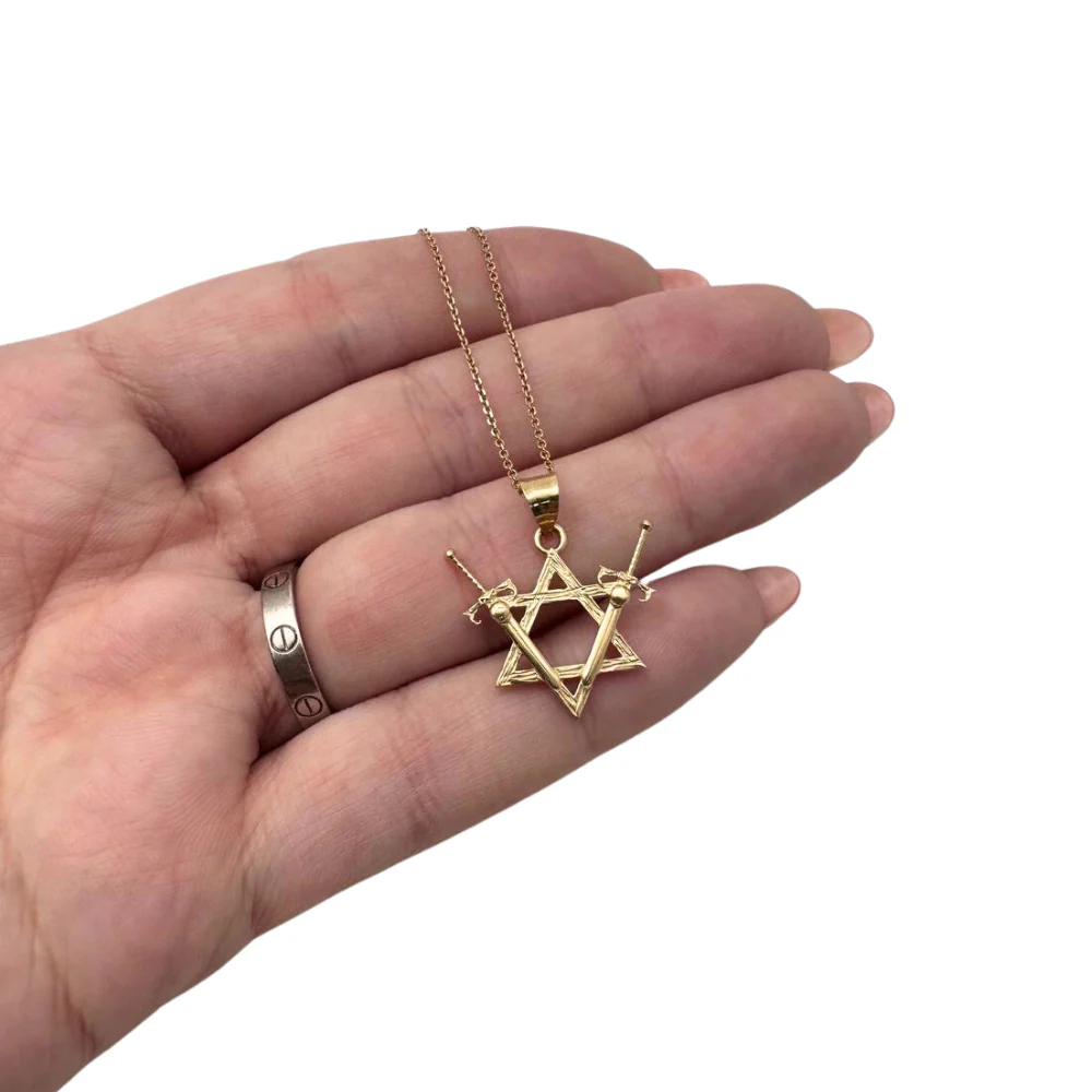 Victory Swords and Star of David Pendant in 14K Gold - Image 3
