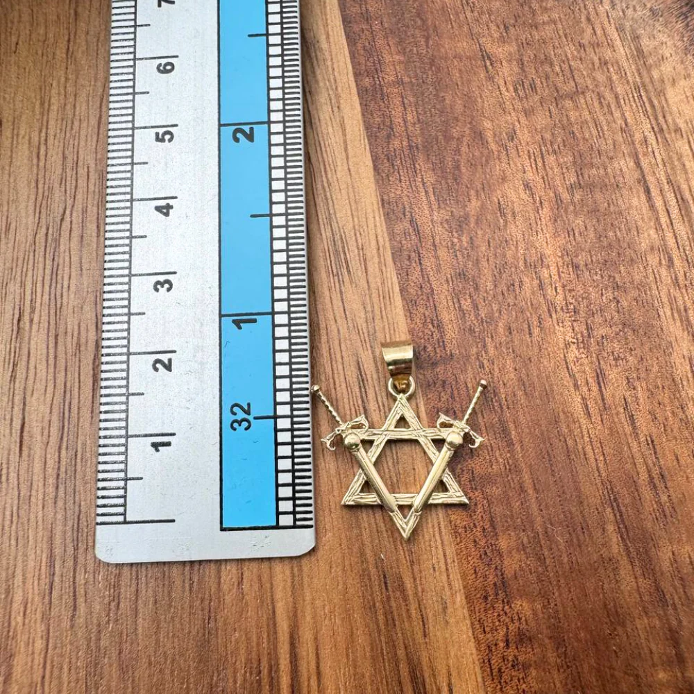 Victory Swords and Star of David Pendant in 14K Gold - Image 4