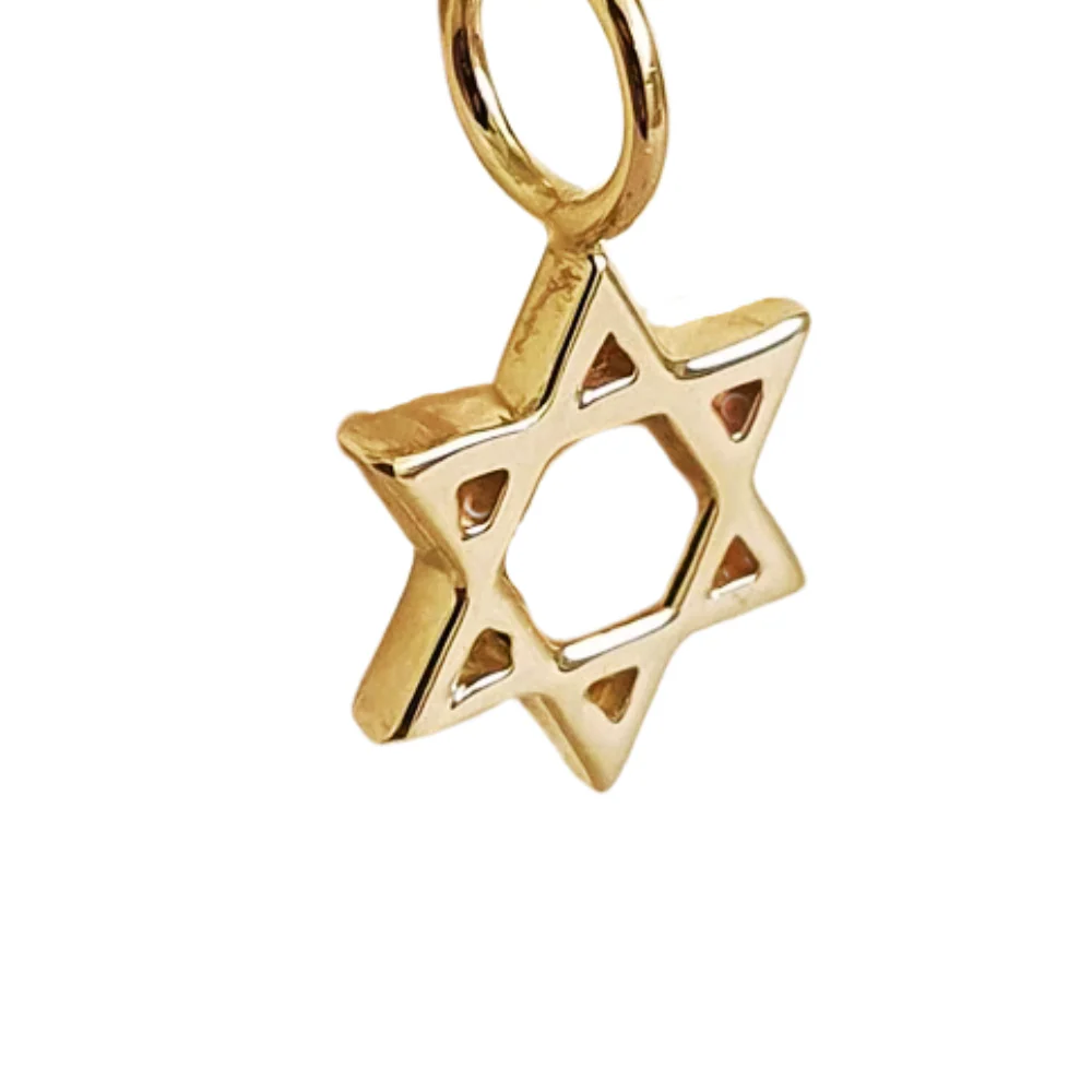 Solid 14K Gold Minimalist Star of David Pendant - Image 2