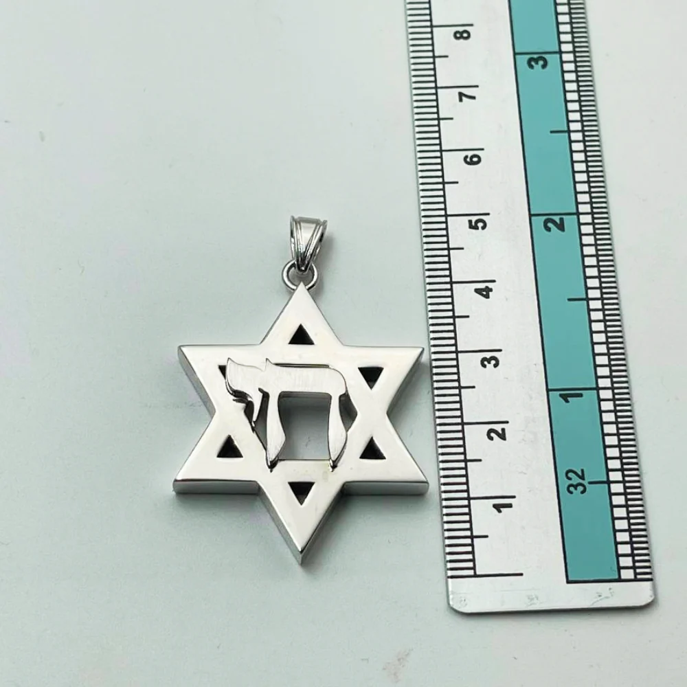 Heavyweight Large Star of David and Chai Pendant in 14k Gold for Men - Image 5