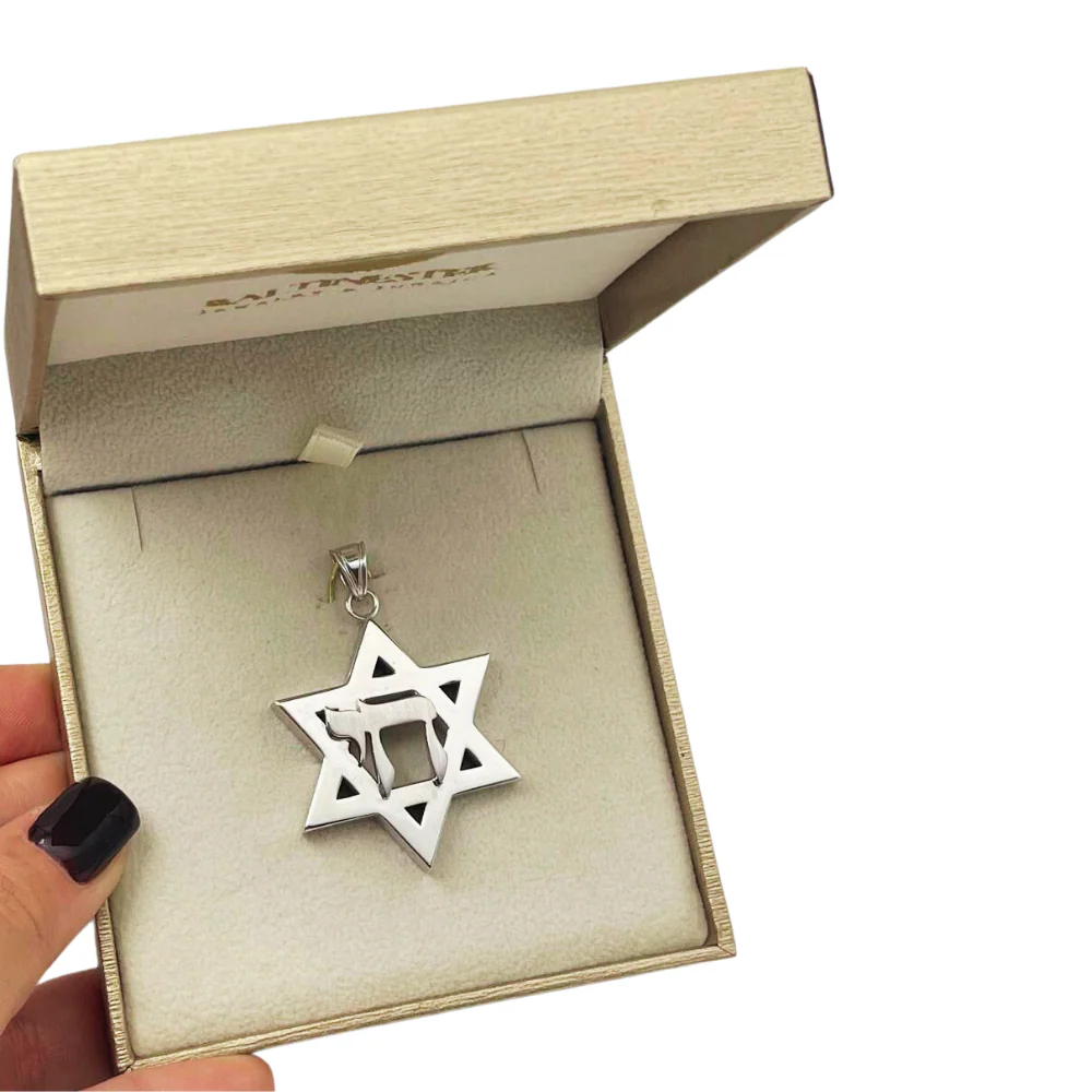 Heavyweight Large Star of David and Chai Pendant in 14k Gold for Men - Image 8
