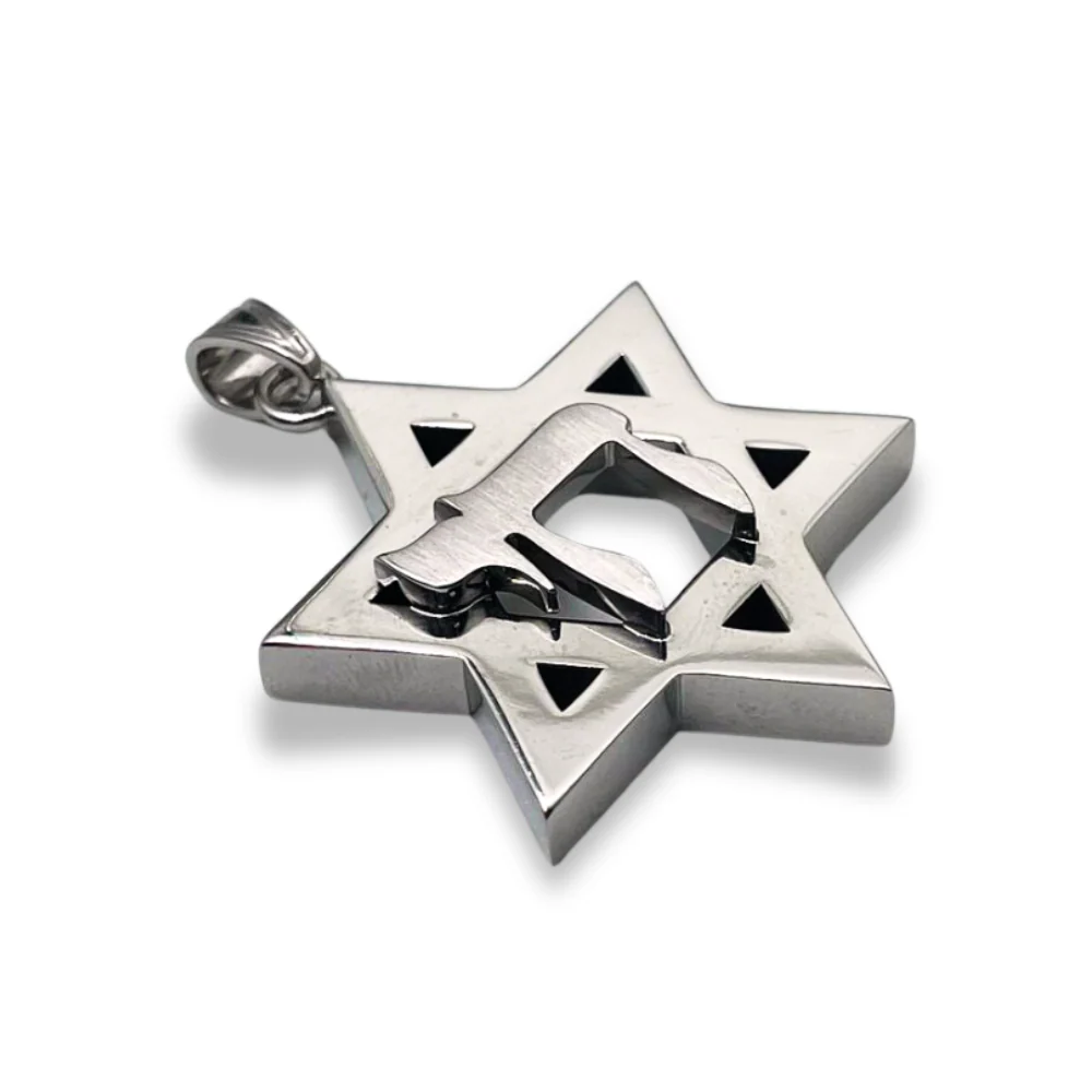 Heavyweight Large Star of David and Chai Pendant in 14k Gold for Men - Image 9