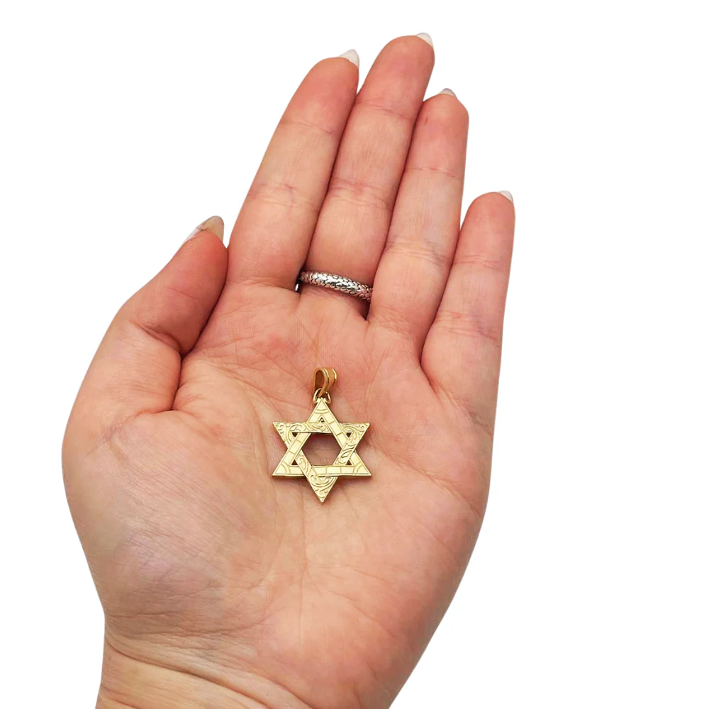 Vintage Style Star of David Pendant in 14K Gold - Image 2
