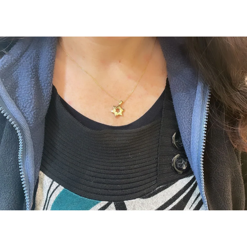 Pillow Intertwined 14k Gold Star of David Pendant - Image 3